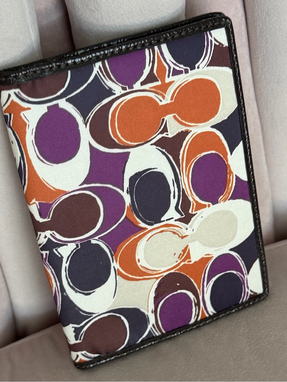 COACH Sateen Signature Purple & Orange Flap Wallet Organizer 💜🤎🧡 - Picture 2 of 16